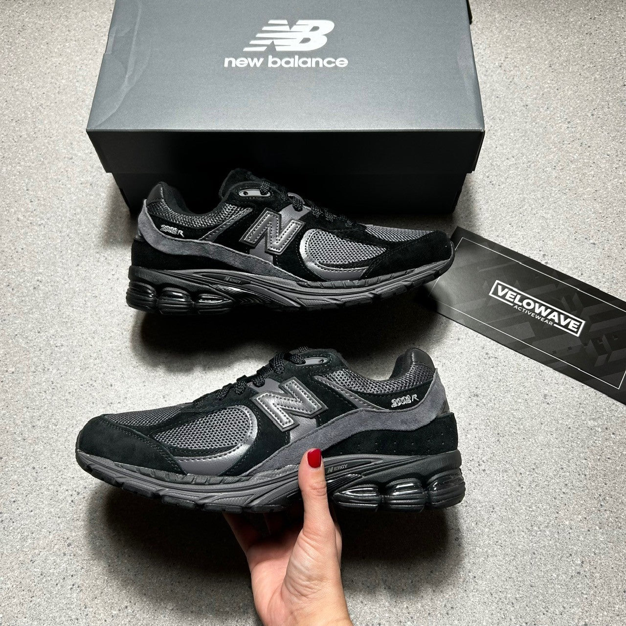 New Balance 2002R Black with Black Cement - Velowave-activewear